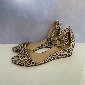 J. Crew Leopard Print Wedge Sandals